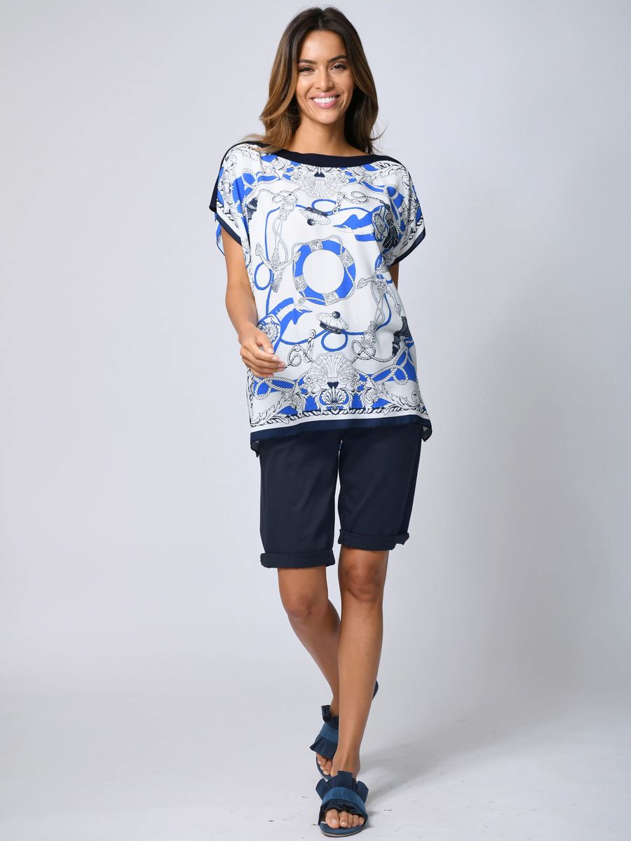 Lockeres Strandshirt mit maritimem Print