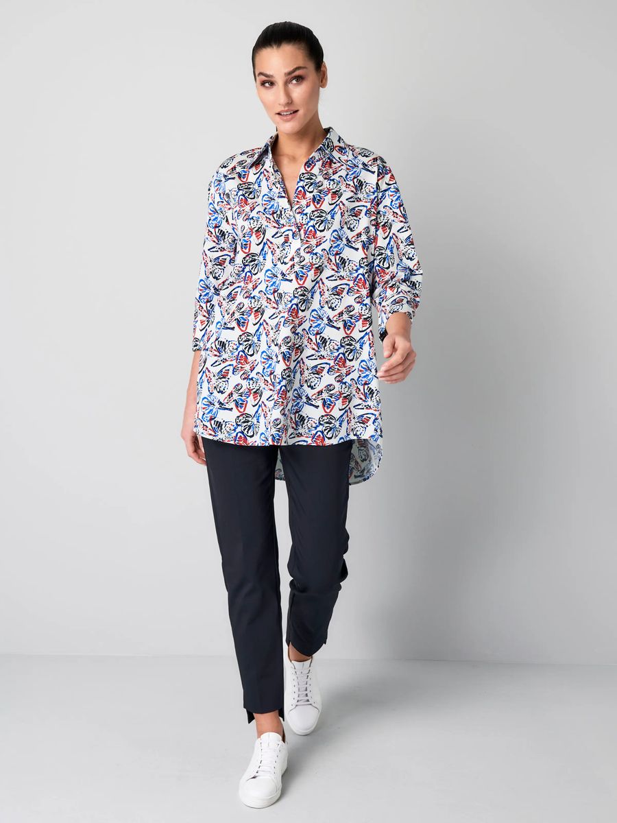 Baumwoll-Hemdbluse mit grafischem Print