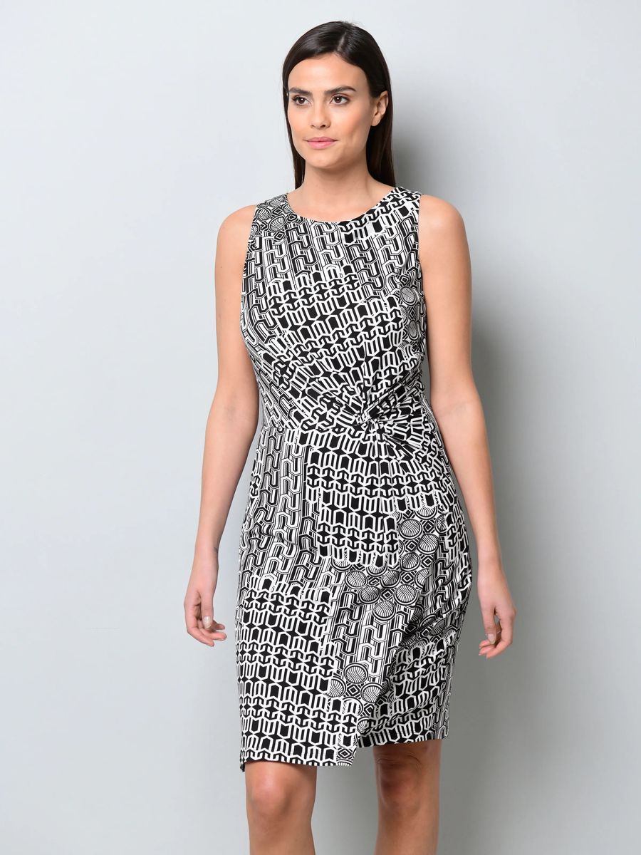 Grafik-Print-Kleid mit Knotendetail