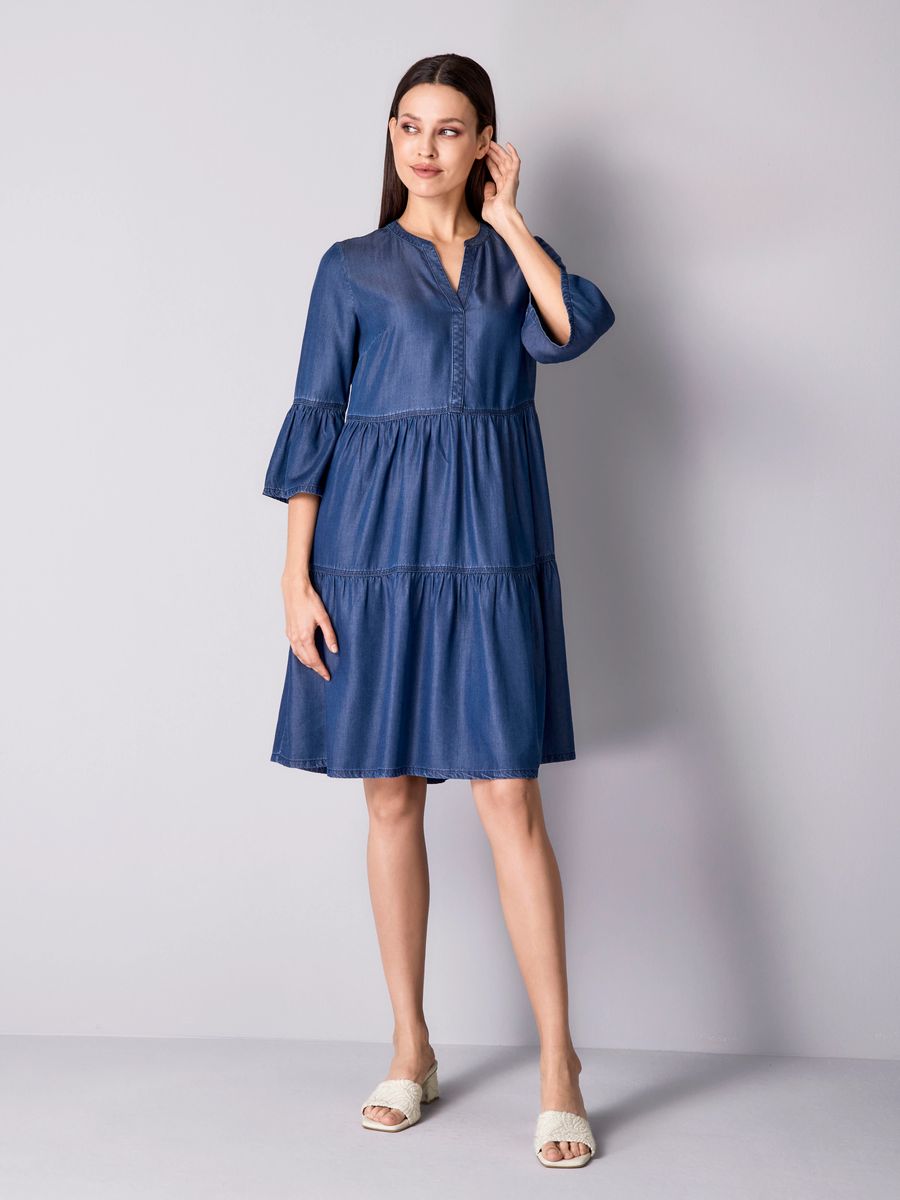 Stufenkleid in Denim-Optik