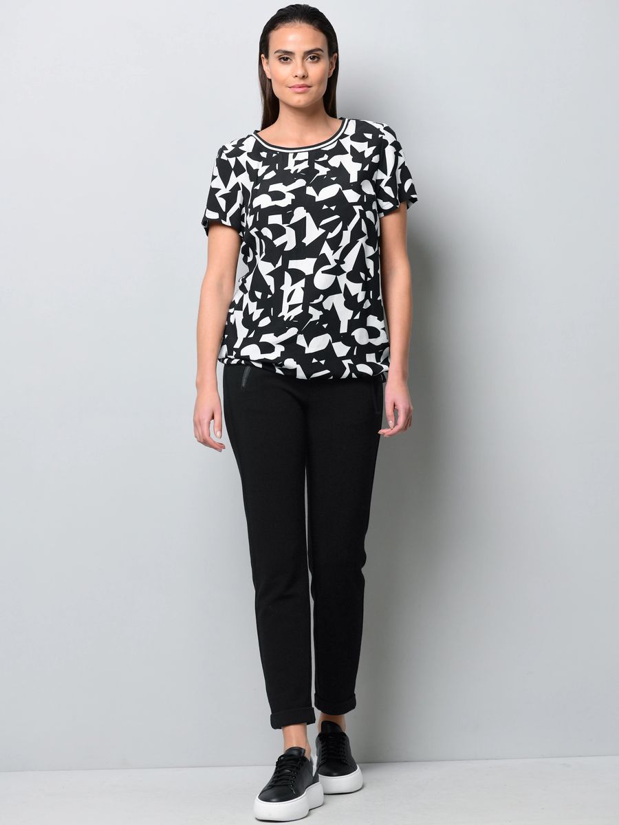 Grafikprint-Bluse mit Tunnelzug