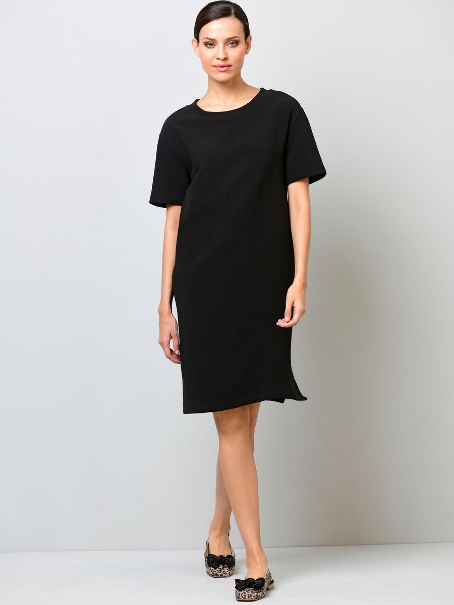 Gerades Jerseykleid in T-Shirt-Form