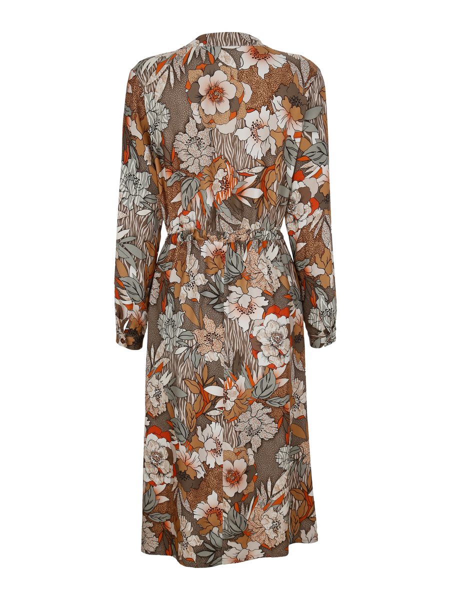 Florales Midikleid in Erdtönen