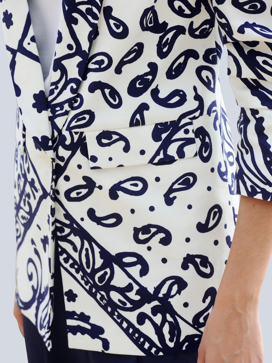 Taillierter Unisex-Blazer mit Paisley-Muster