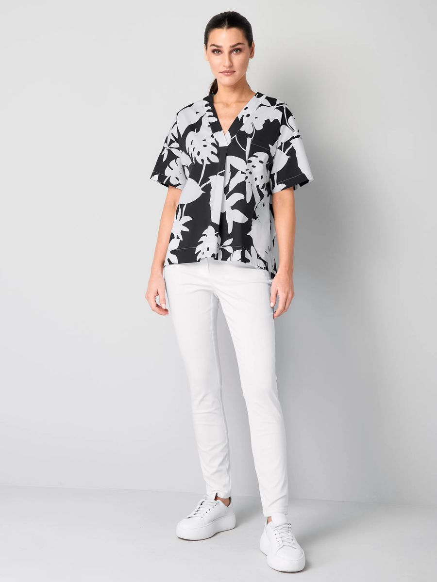 Bluse mit grafischem Blätterprint