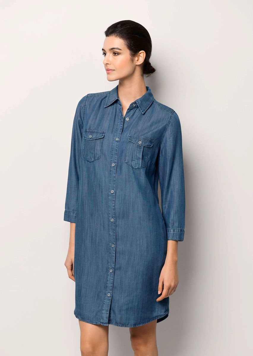 Hemdblusenkleid aus Lyocell in Jeansoptik