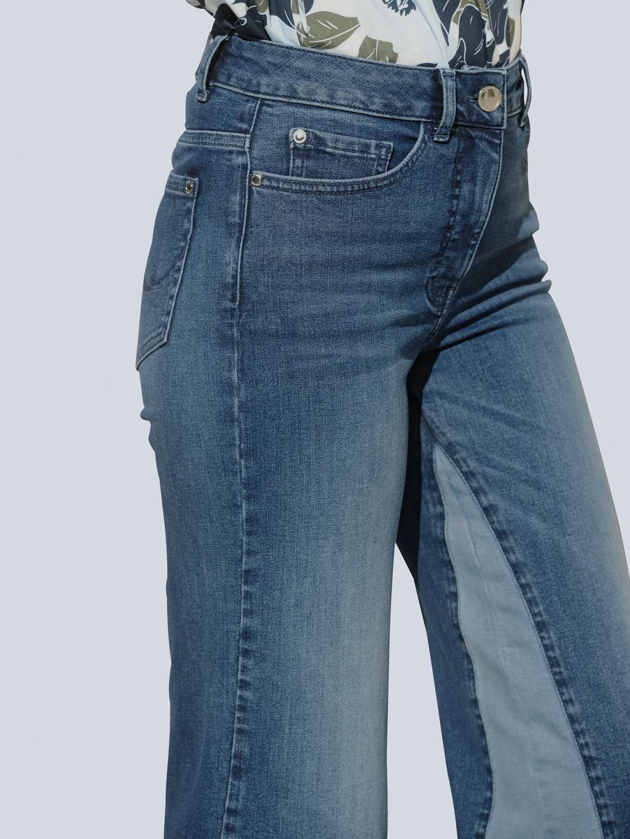 Jeans-Culotte mit seitlichen Kontrasteinsätzen