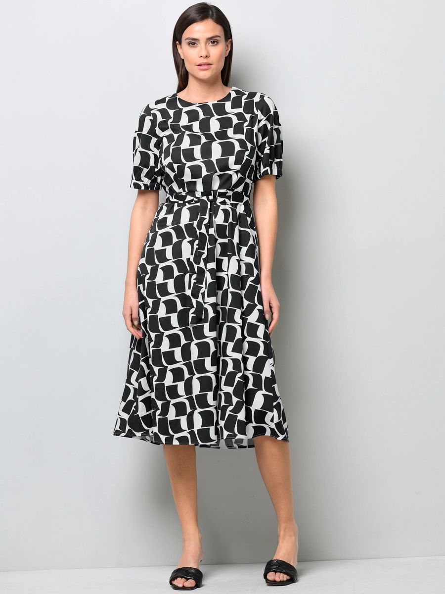 Midi-Kleid mit grafischem Muster