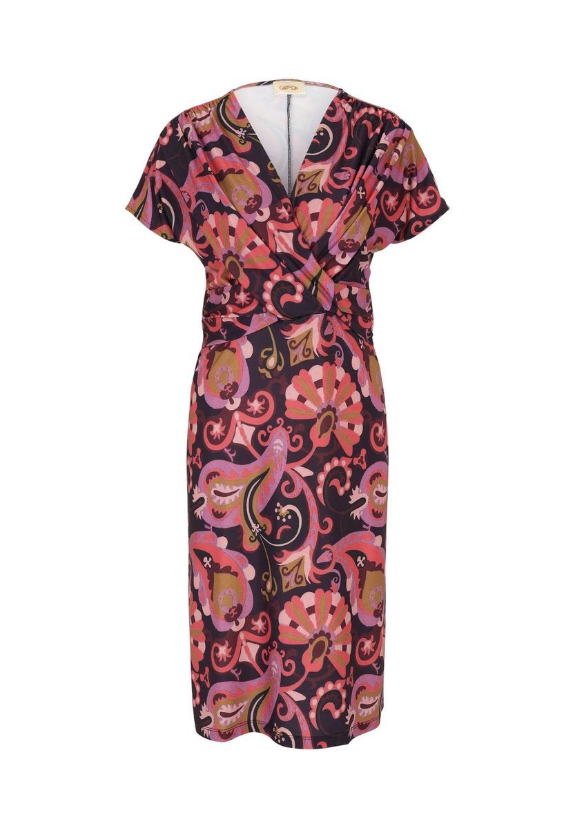 Jerseykleid mit Paisley-Print und Wickeloptik