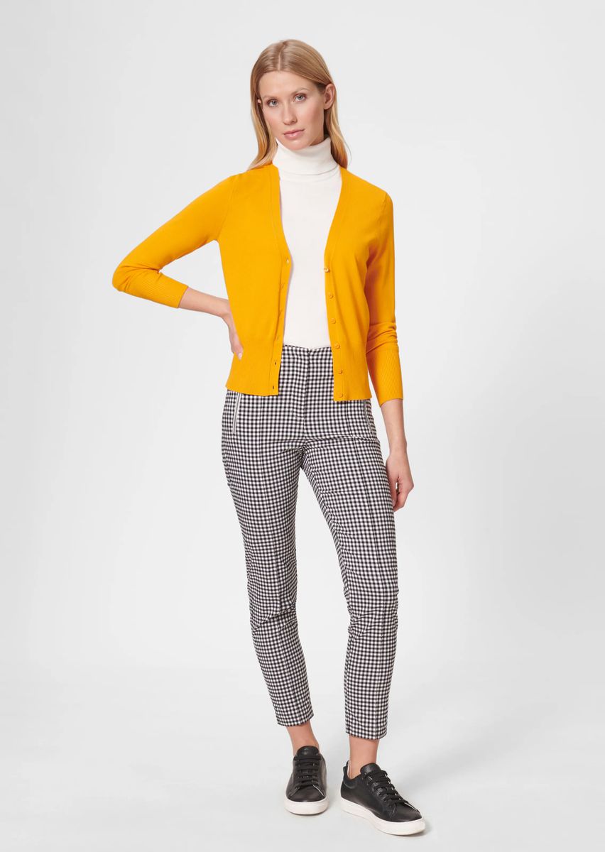 Schmaler V-Ausschnitt Cardigan mit Rippbündchen