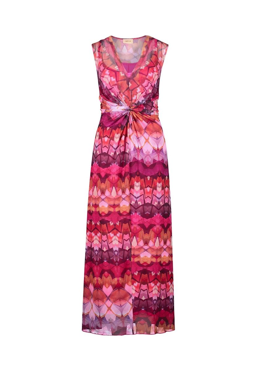 Geometrisches Maxikleid mit Knotendetail