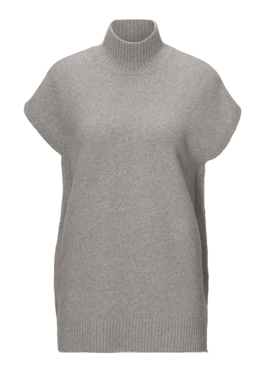 Ärmelloser Strickpullover mit Stehkragen