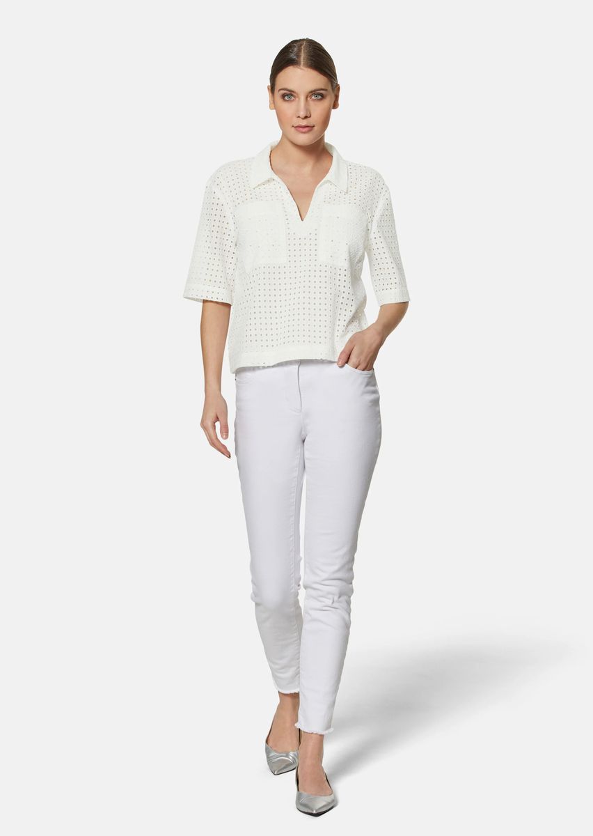 Boxy-Bluse mit Lochstickerei
