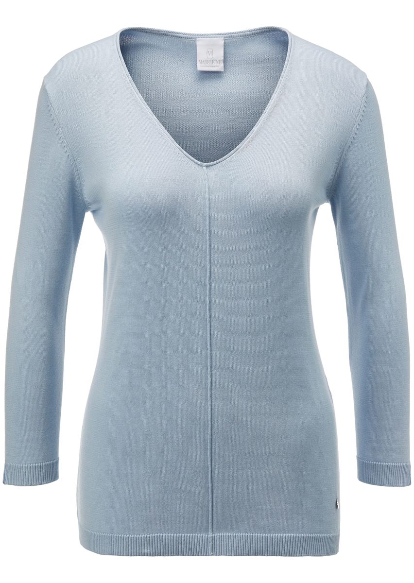 Feinstrick-V-Pullover aus Supima-Baumwolle