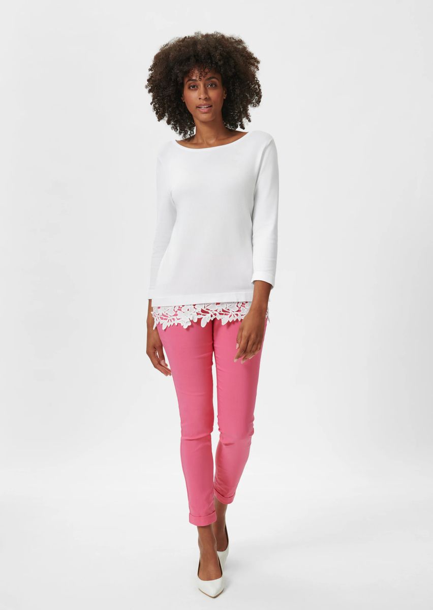 Feinstrickpullover mit Spitzensaum