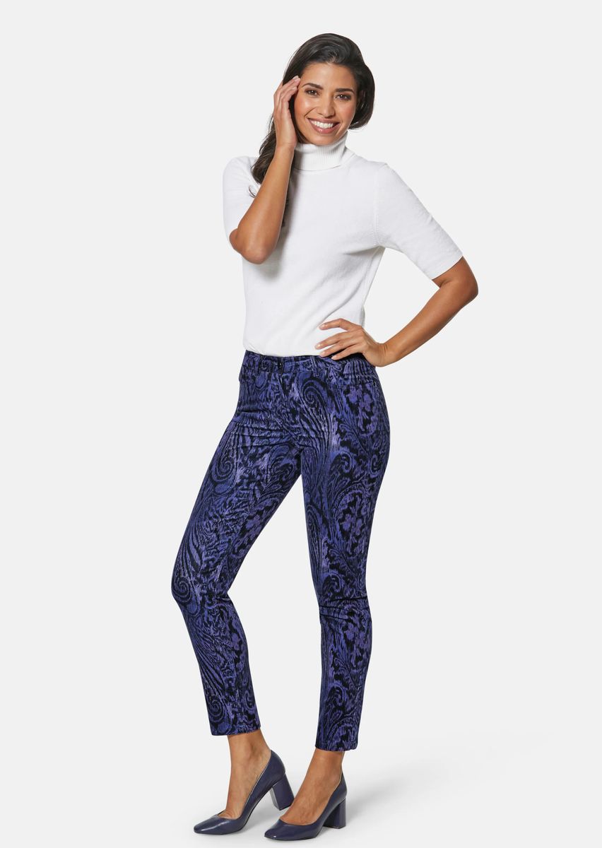Samtige Paisley-Hose in Slim-Fit