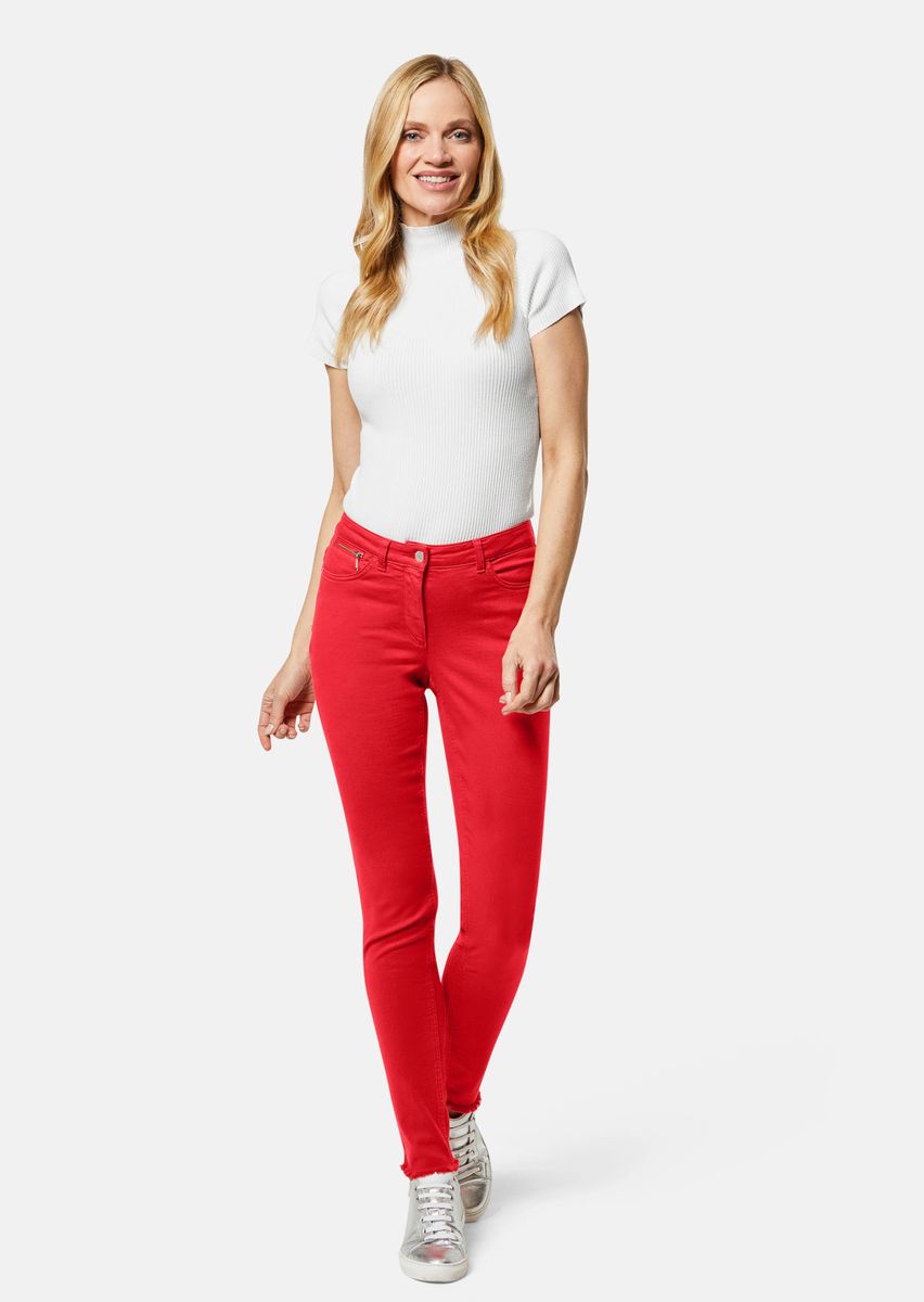 Skinny-Jeans mit Fransensaum