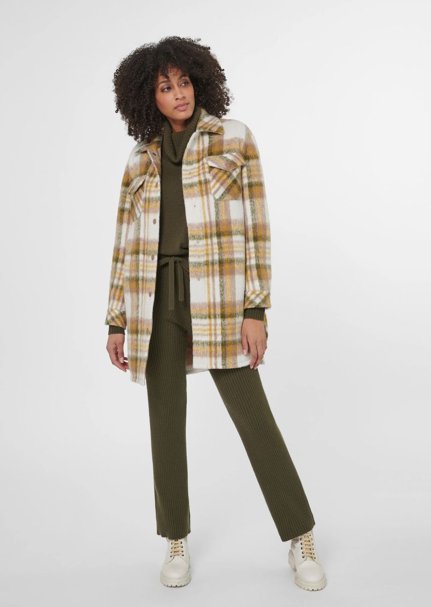 Lange Flanell-Hemdjacke mit Karomuster