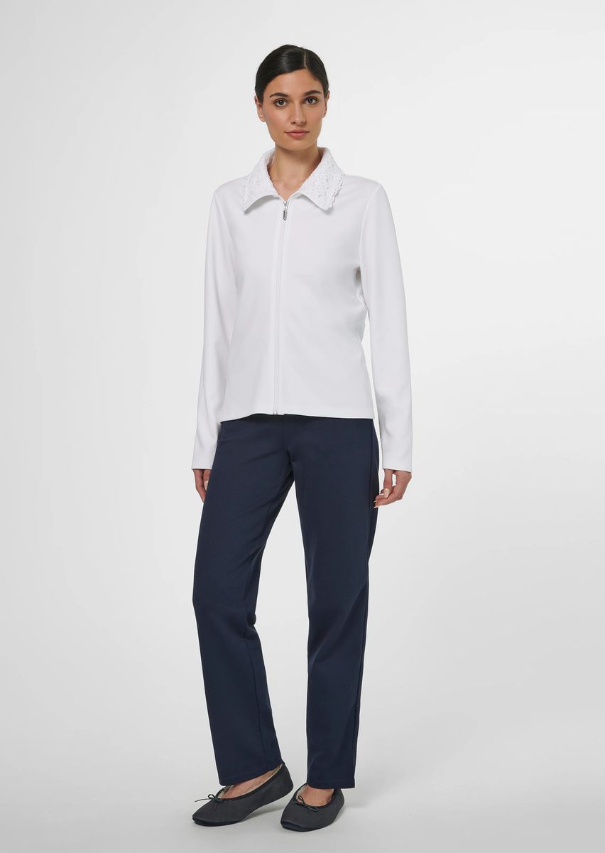 Loungejacke mit Spitzenkragen