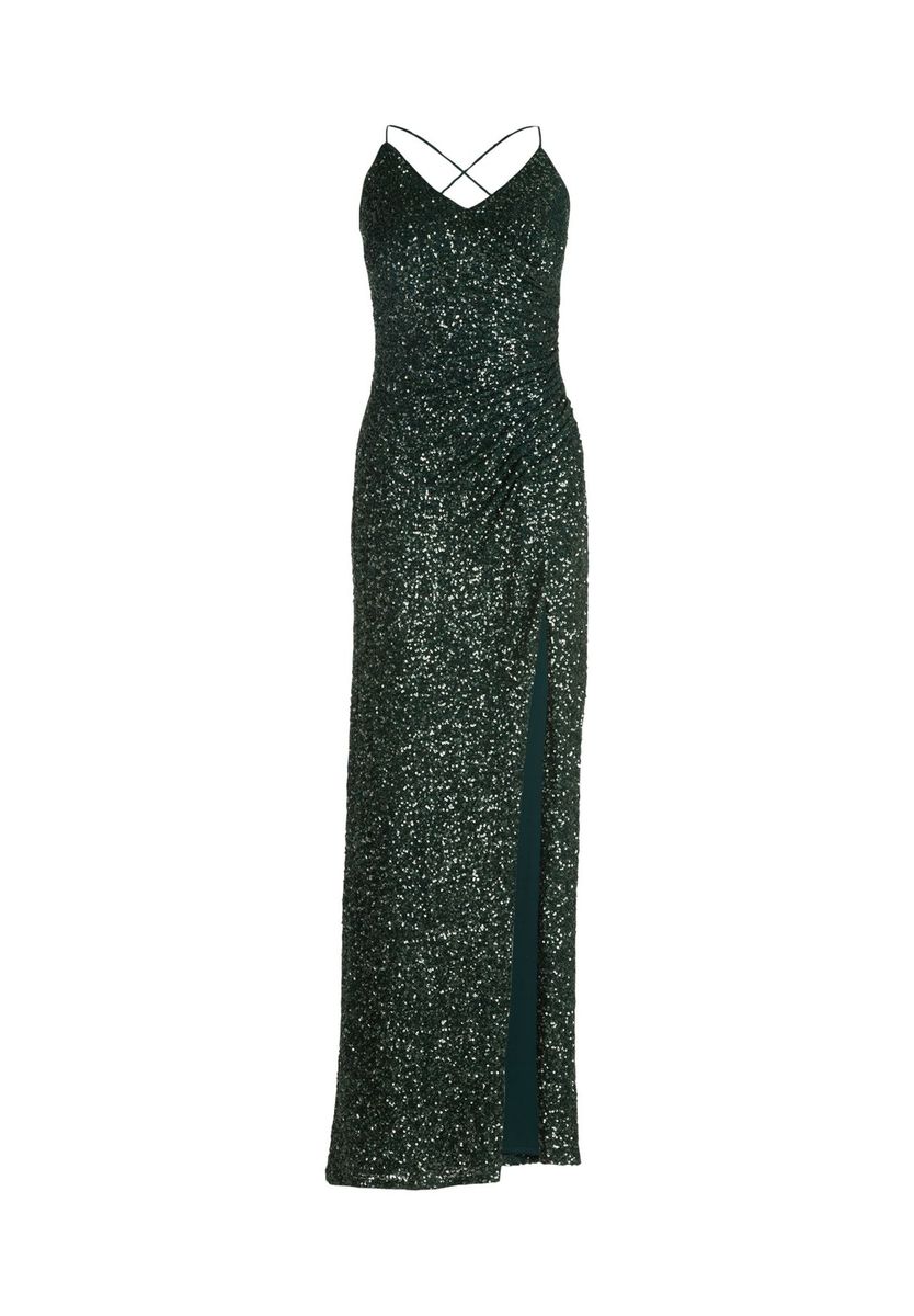 Pailletten-Maxikleid mit Schlitz