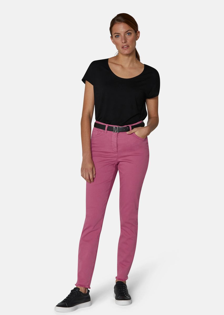 Skinny-Jeans mit Fransensaum