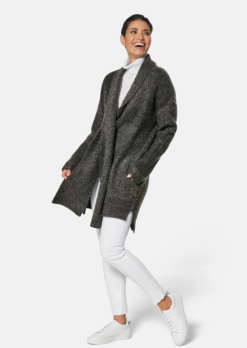 Oversized-Strickjacke mit leichtem Glanz