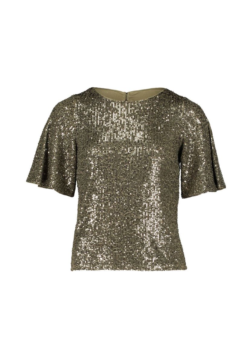 Glitzerndes Top mit Flügelärmeln