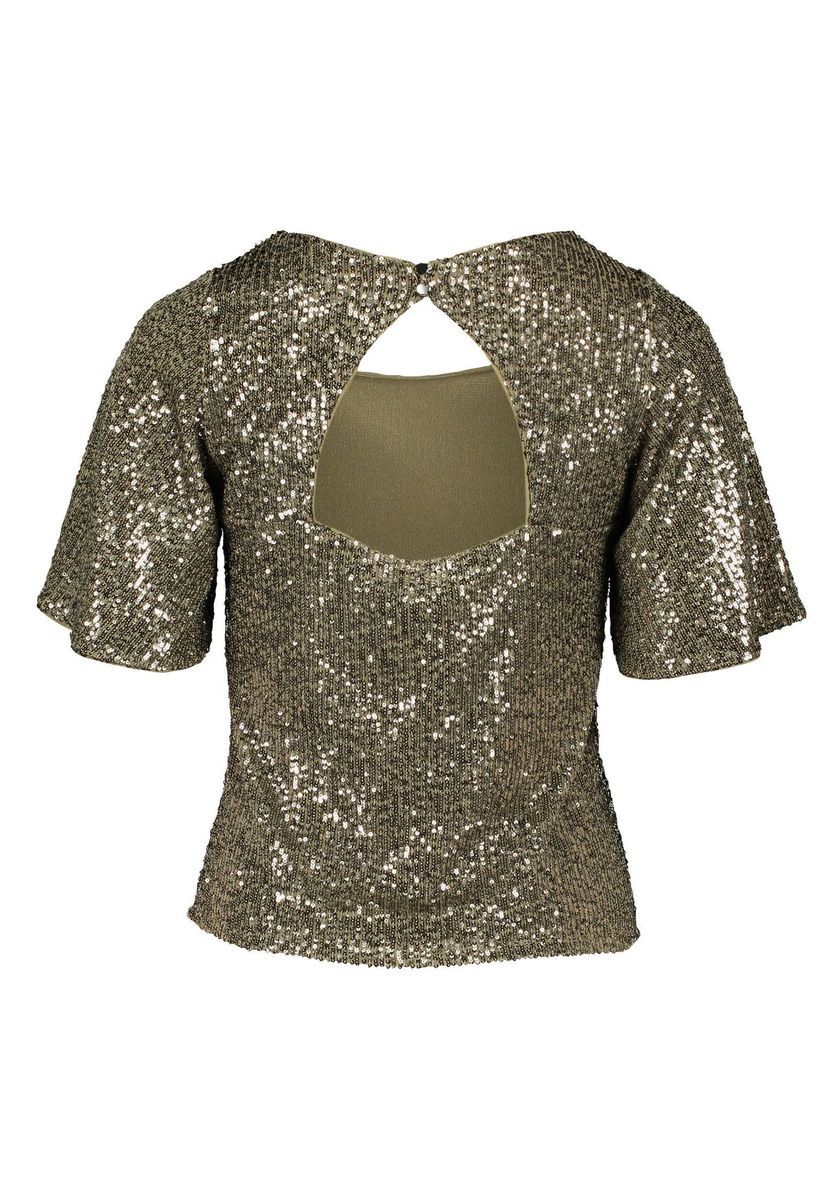 Glitzerndes Top mit Flügelärmeln