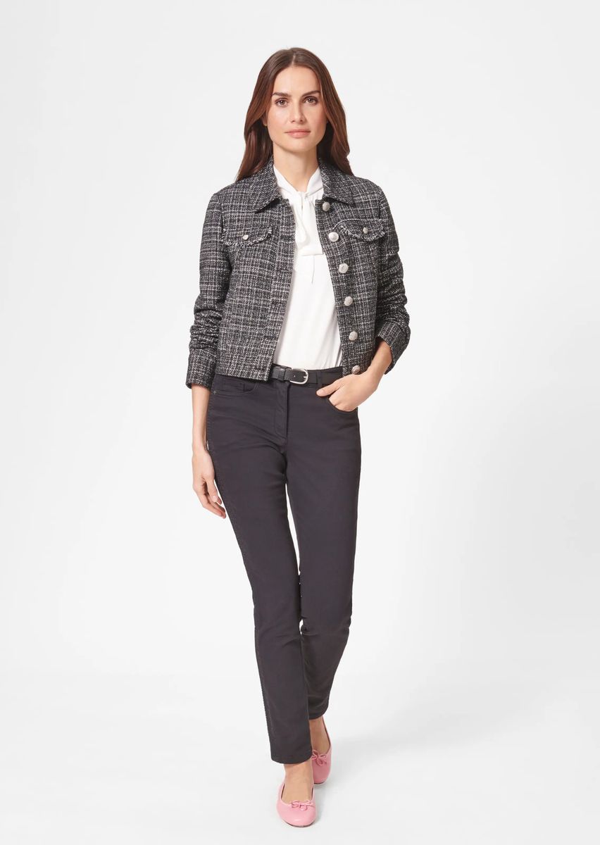 Kurze Tweedjacke mit Metallknöpfen