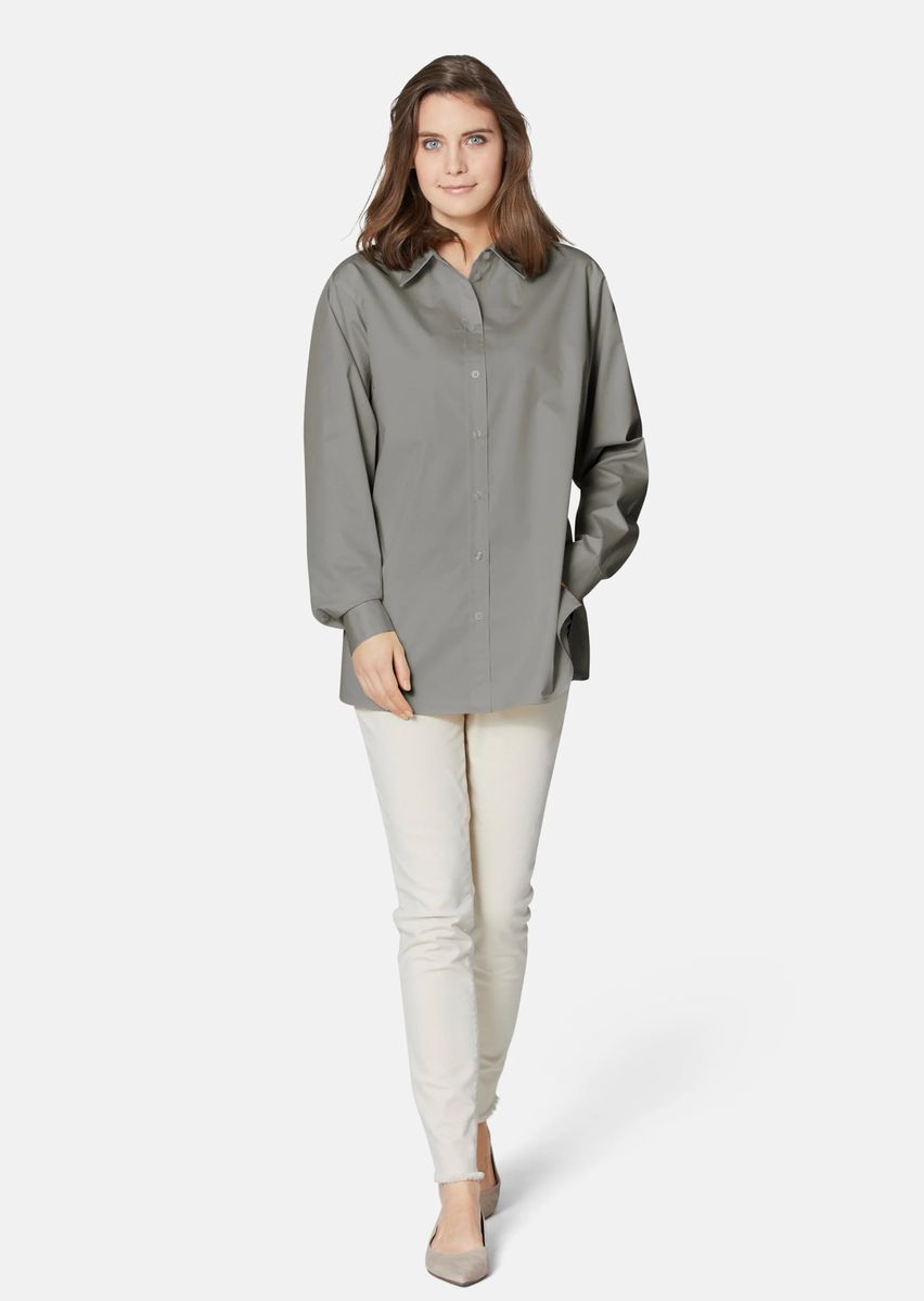 Oversized Long-Hemdbluse mit Knopfleiste