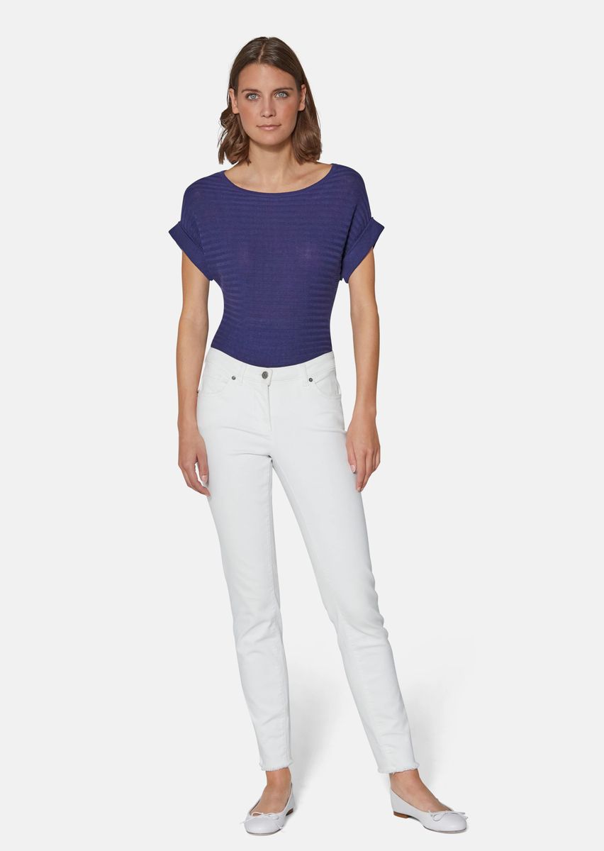 Skinny-Jeans mit feinem Fransensaum