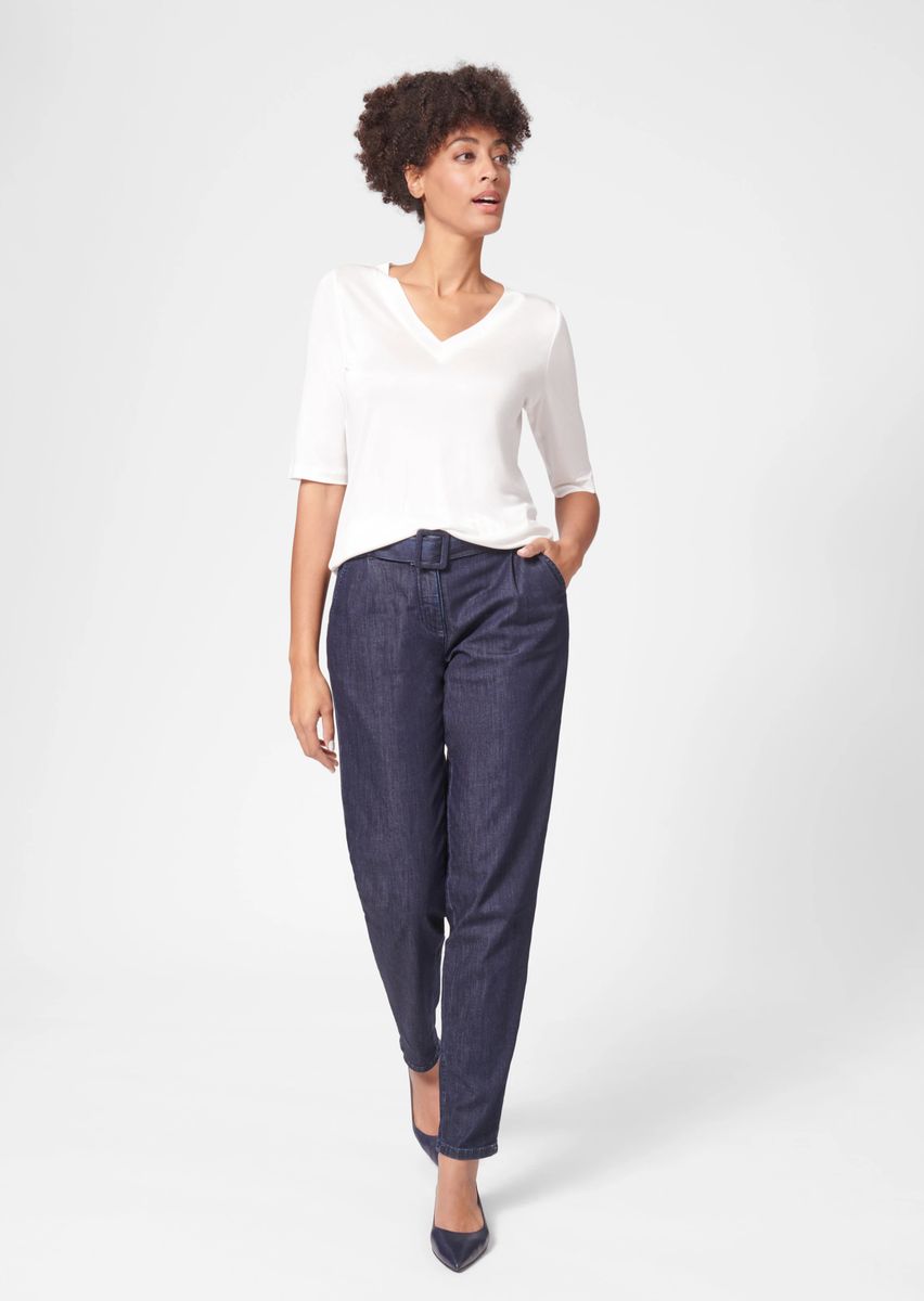 High-Waist Karottenjeans mit Bundfalten