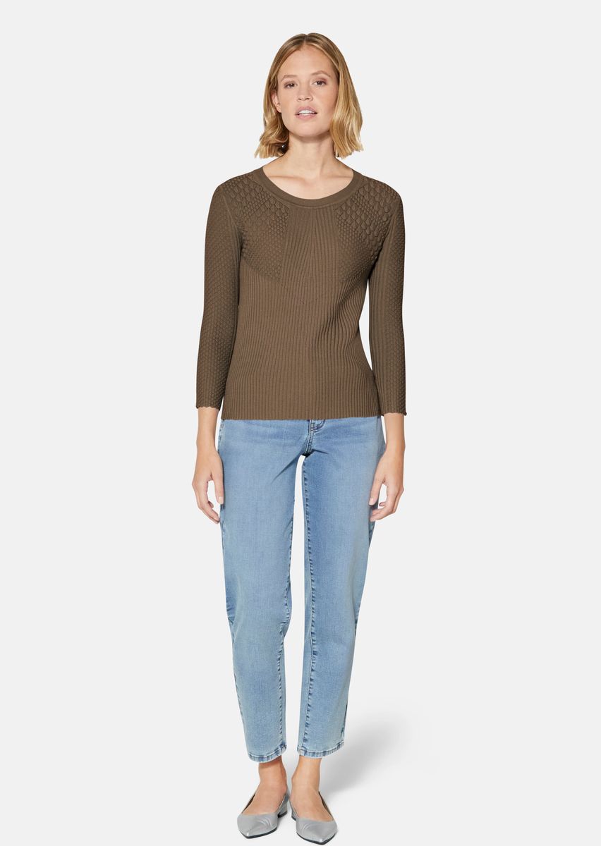 Strukturierter Rippstrick-Pullover mit Kroko-Optik