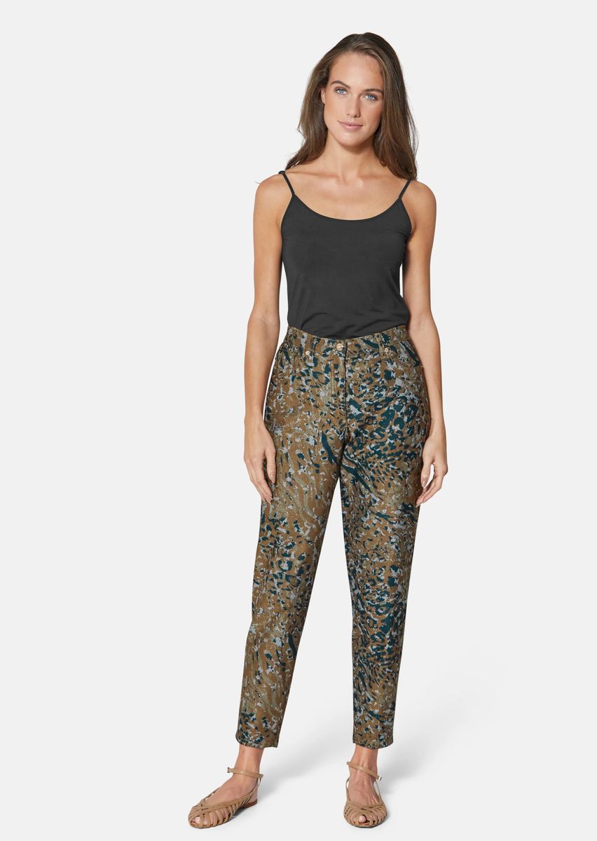 High-Waist Karottenjeans mit Animal-Print
