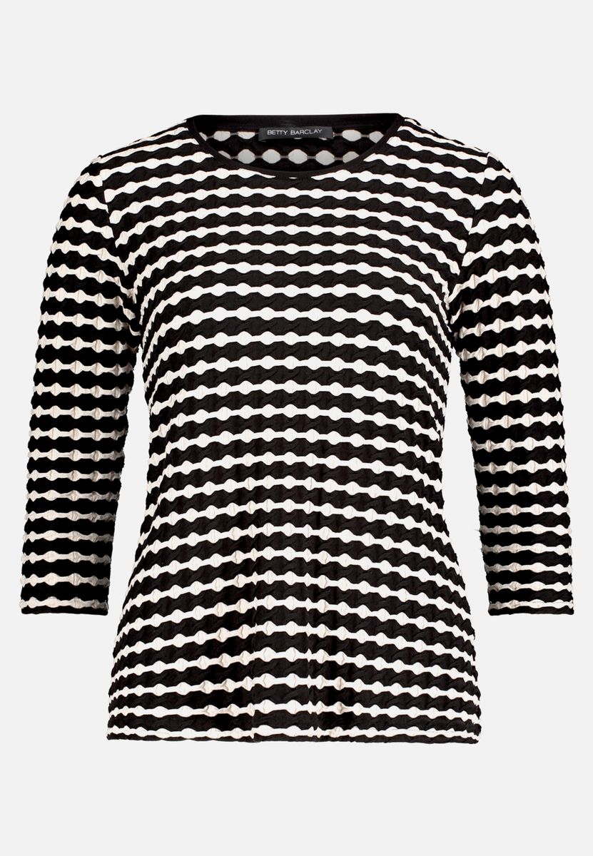 Strukturiertes Streifenshirt mit Dreiviertelarm