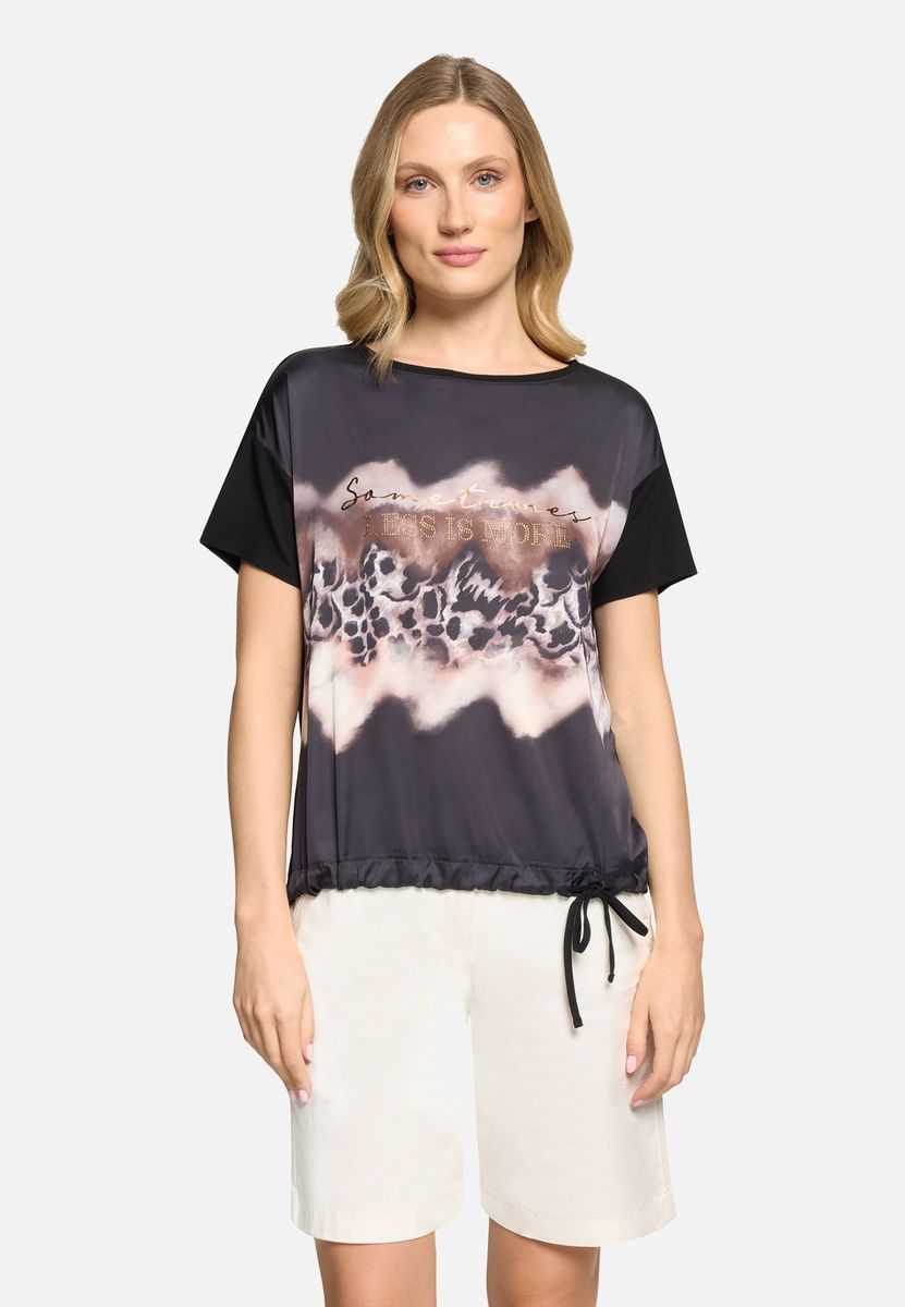 Verziertes Mixed-Media Grafik-Blusenshirt