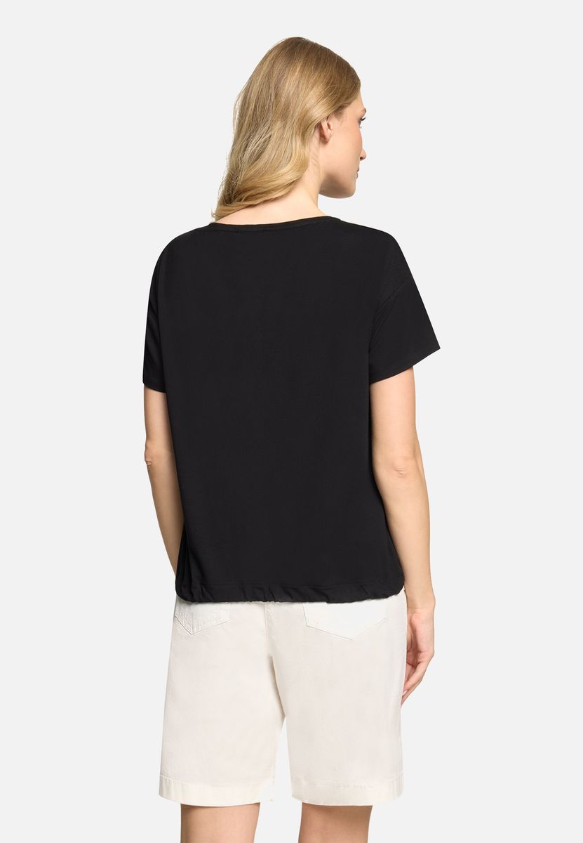 Verziertes Mixed-Media Grafik-Blusenshirt