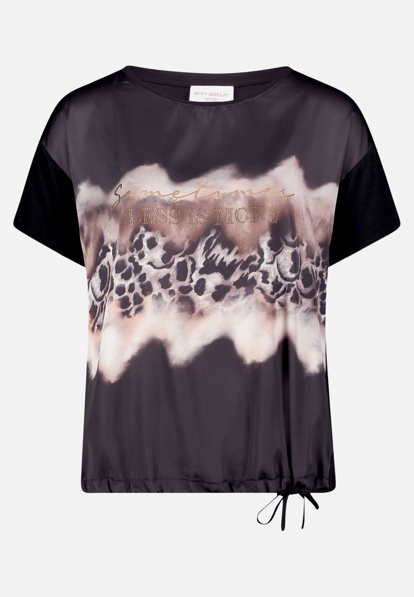 Verziertes Mixed-Media Grafik-Blusenshirt