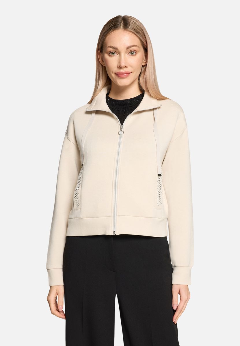 Gerippte Shirtjacke mit Stehkragen