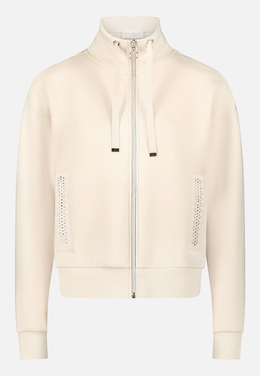 Gerippte Shirtjacke mit Stehkragen