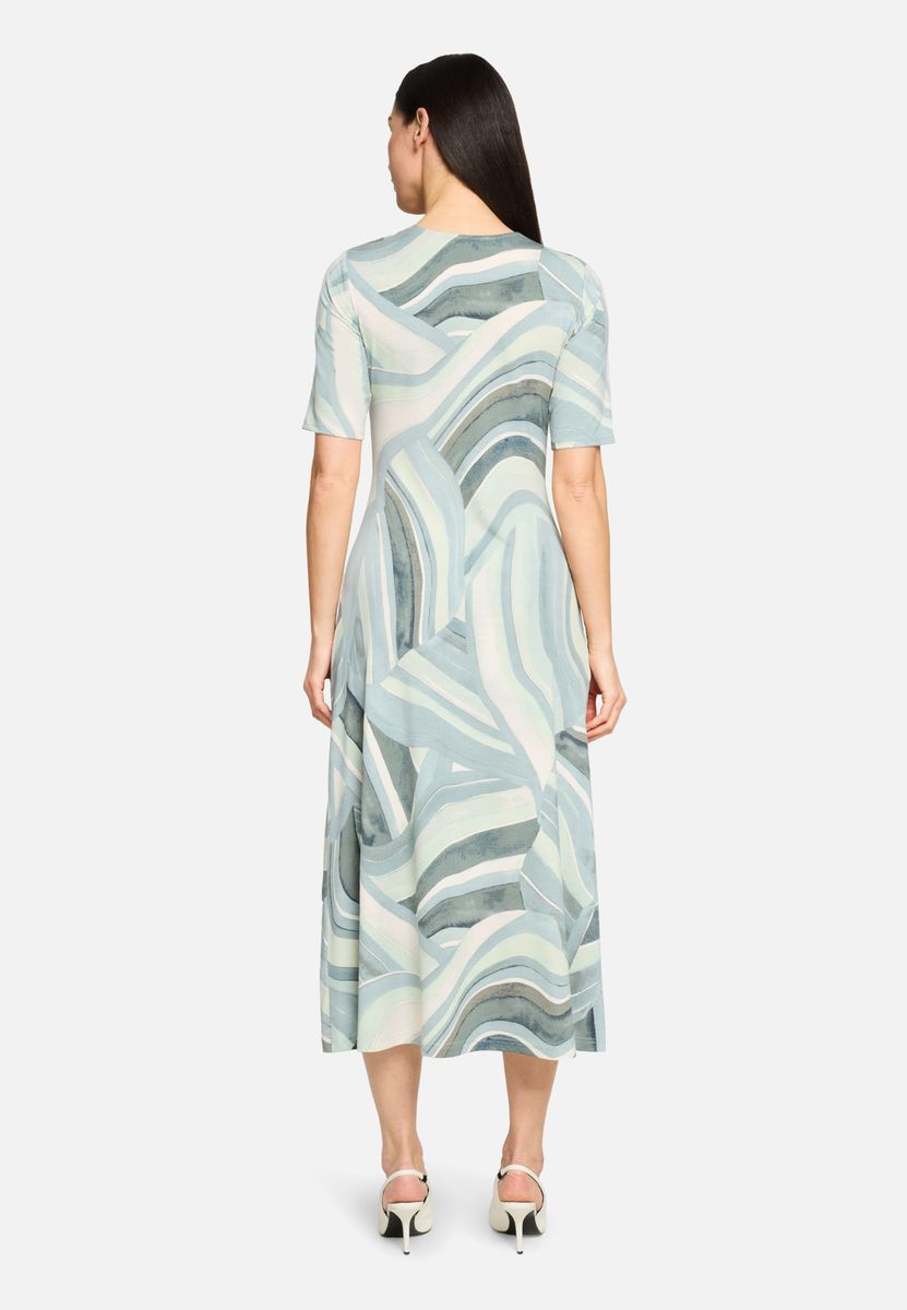Grafik-Midikleid mit Raffung