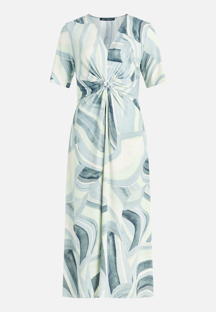 Grafik-Midikleid mit Raffung