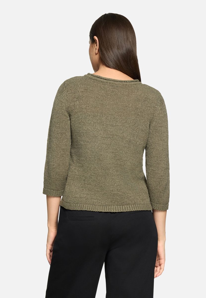 Klassischer Rundhals-Strickpullover mit 3/4-Arm