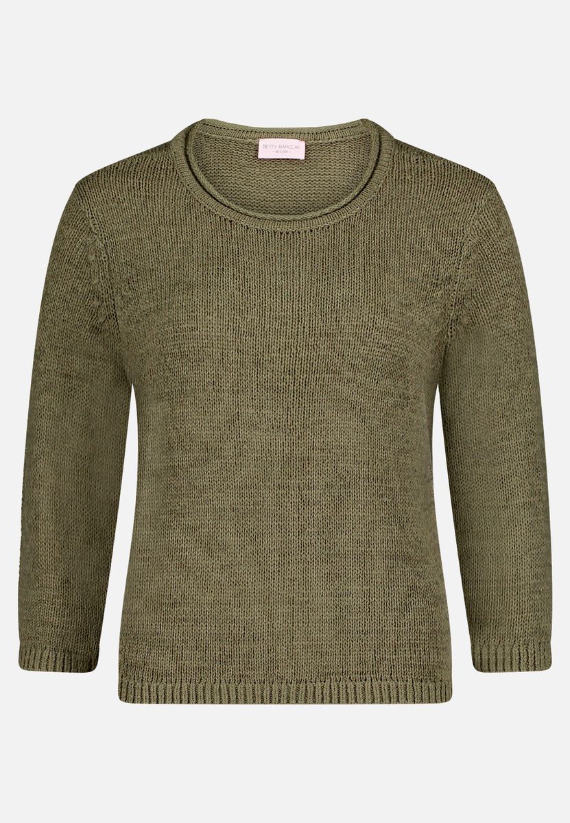 Klassischer Rundhals-Strickpullover mit 3/4-Arm