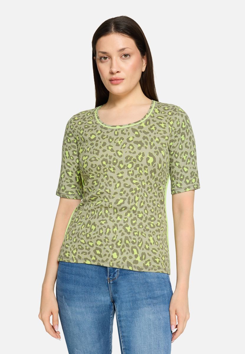 Ripp-Oberteil mit Animal-Print