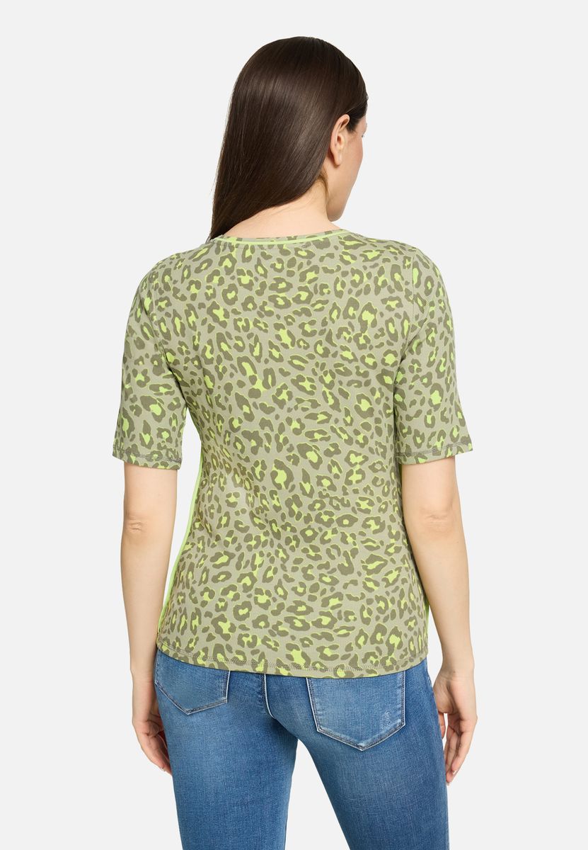 Ripp-Oberteil mit Animal-Print