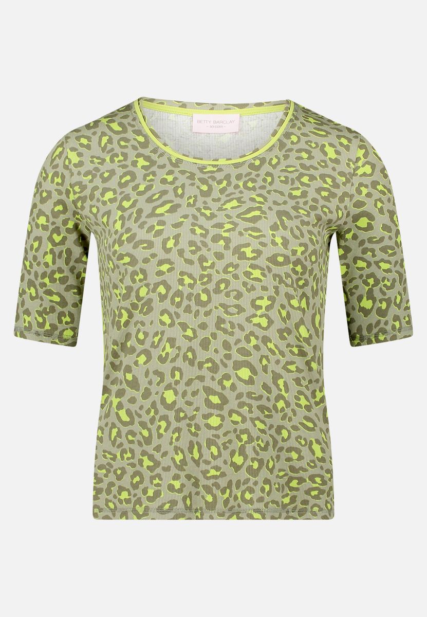 Ripp-Oberteil mit Animal-Print