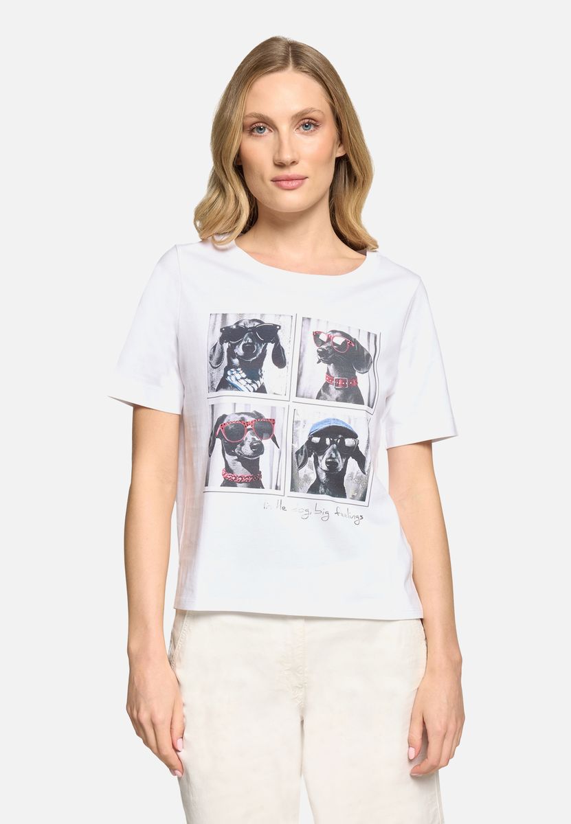 Verspieltes Baumwoll-T-Shirt mit Dackel-Print