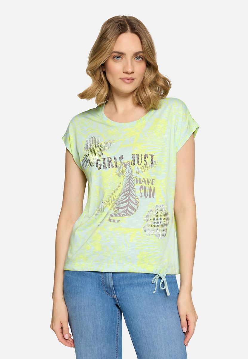 Tropisches Print-Shirt mit Tunnelzug