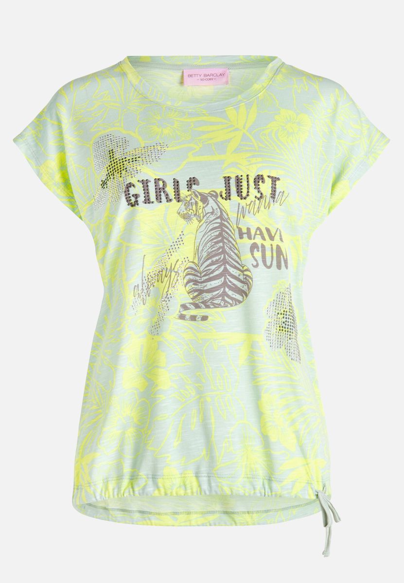 Tropisches Print-Shirt mit Tunnelzug